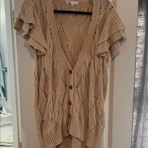 DR2 Beige Open-Front Cardigan